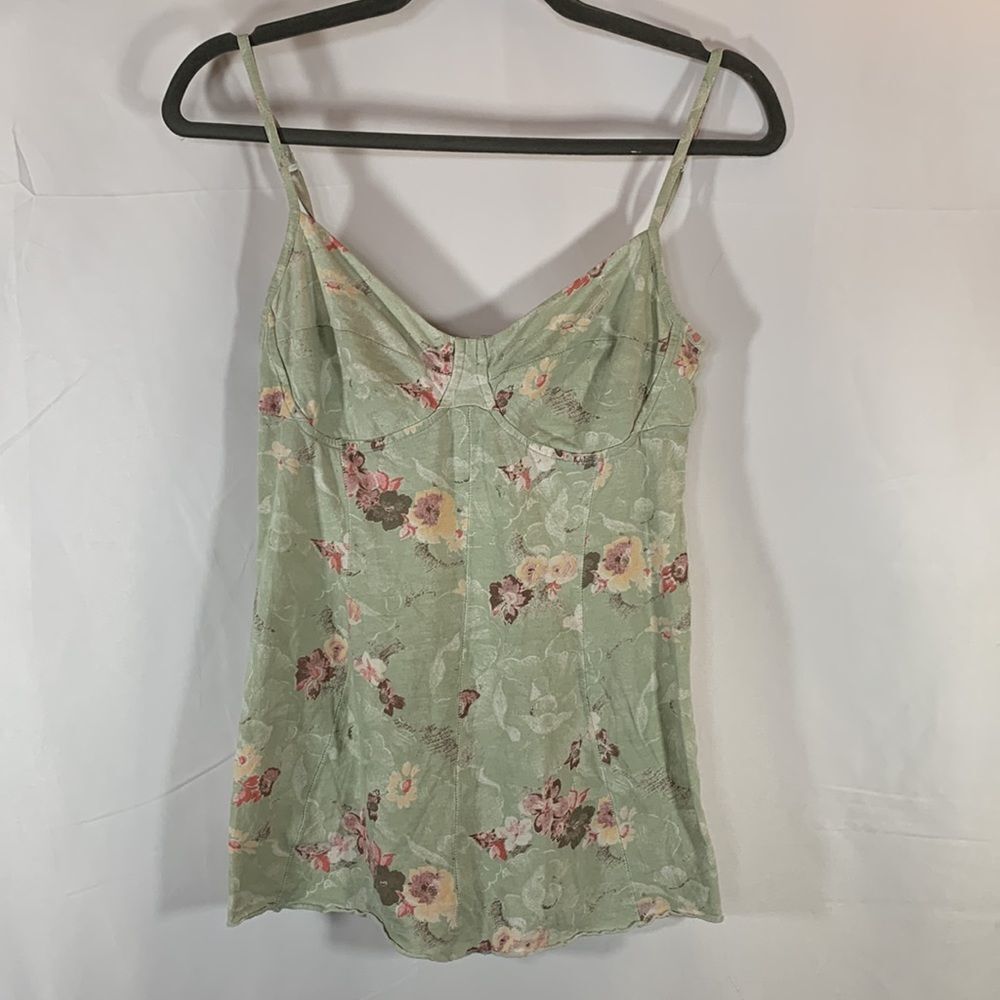 Wilfred Aritzia Pastel Green & Floral Tank Top Cami